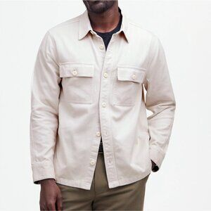 NWT FLAWED Madewell Work Shirt Mens M Garment-Dyed Straight Hem Cream Utility